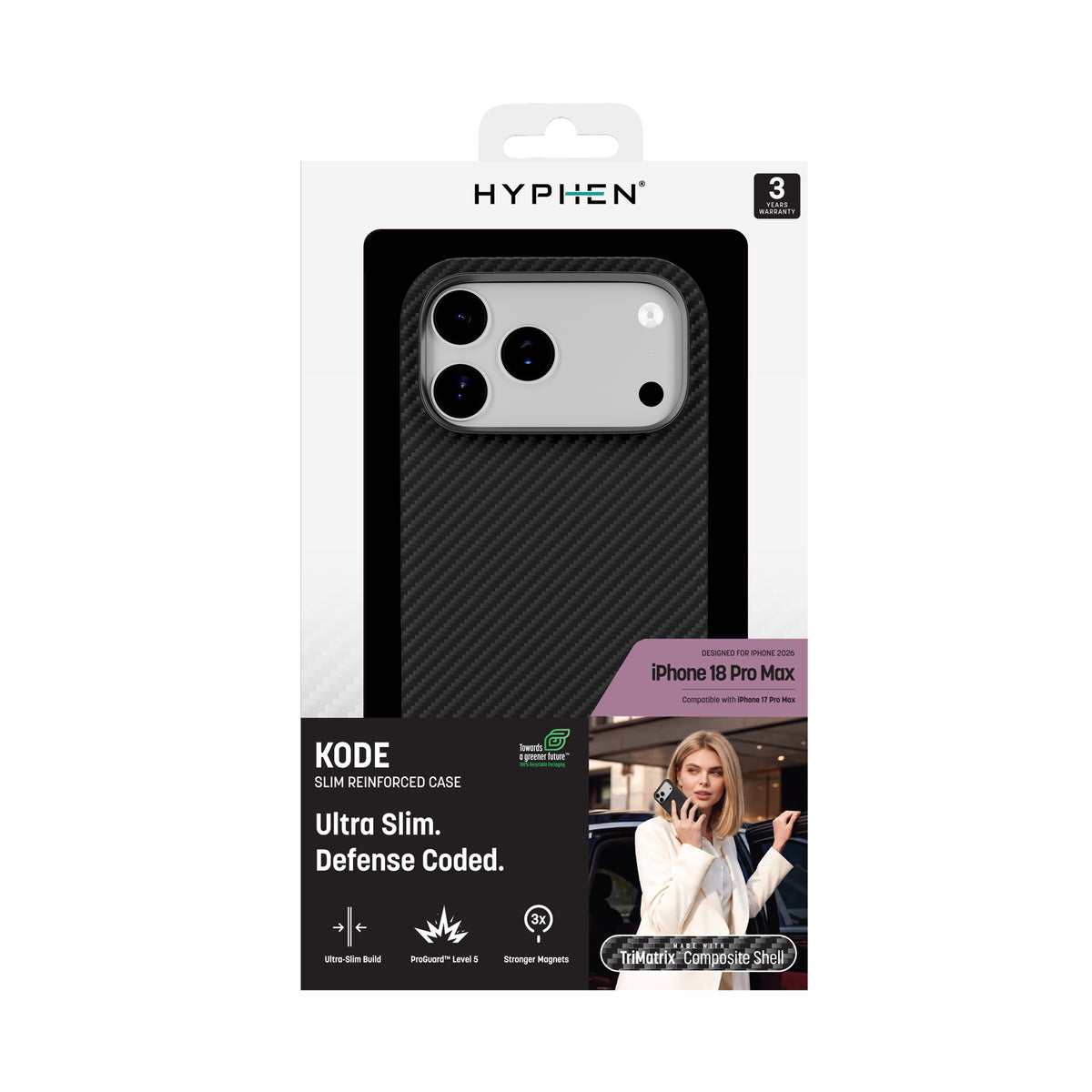 HYPHEN KODE Slim Kevlar MagSafe Case - Black - iPhone 18 Pro Max - 6.9"