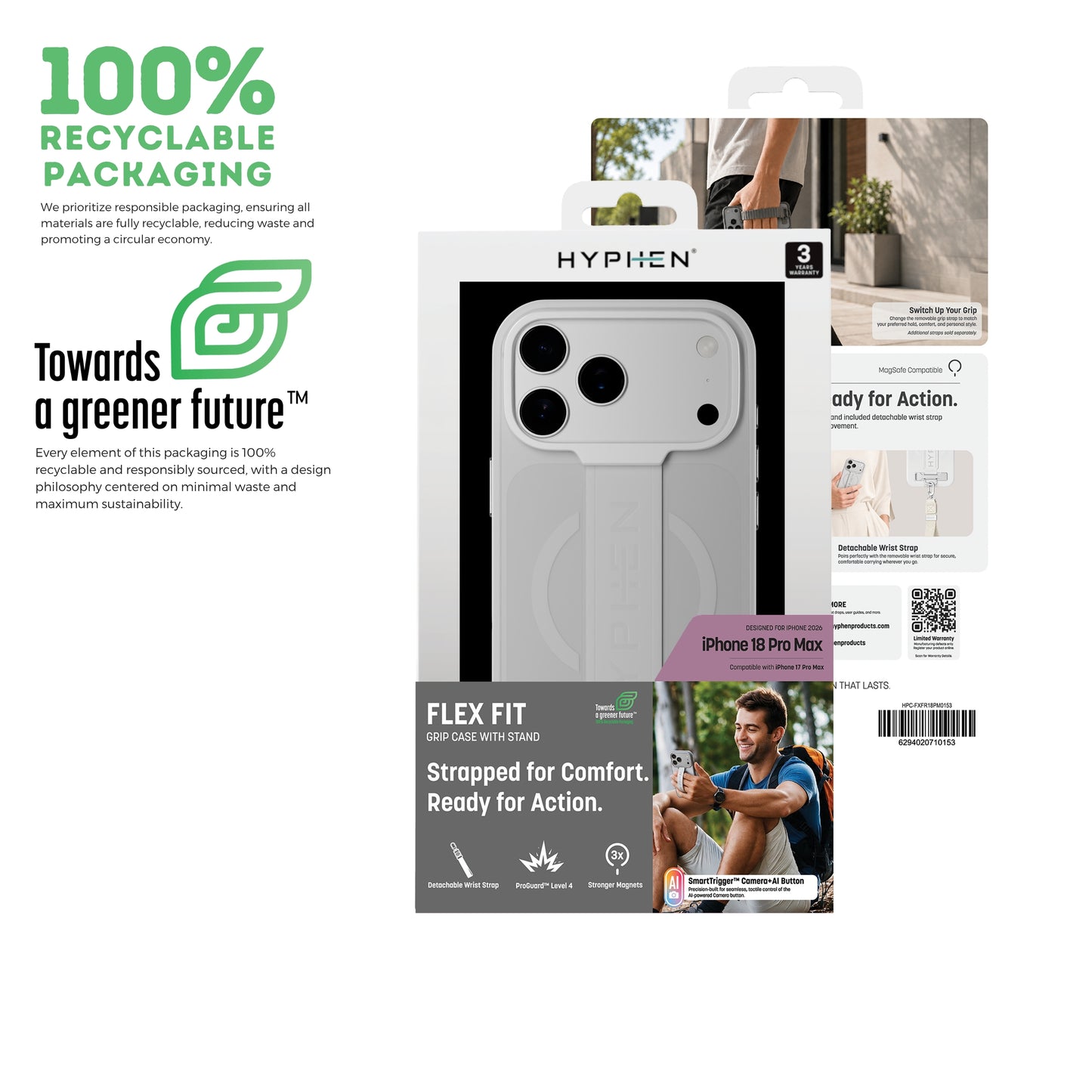 HYPHEN FLEXFIT Grip & Stand Magsafe Case - Frost - iPhone 18 Pro Max - 6.9"