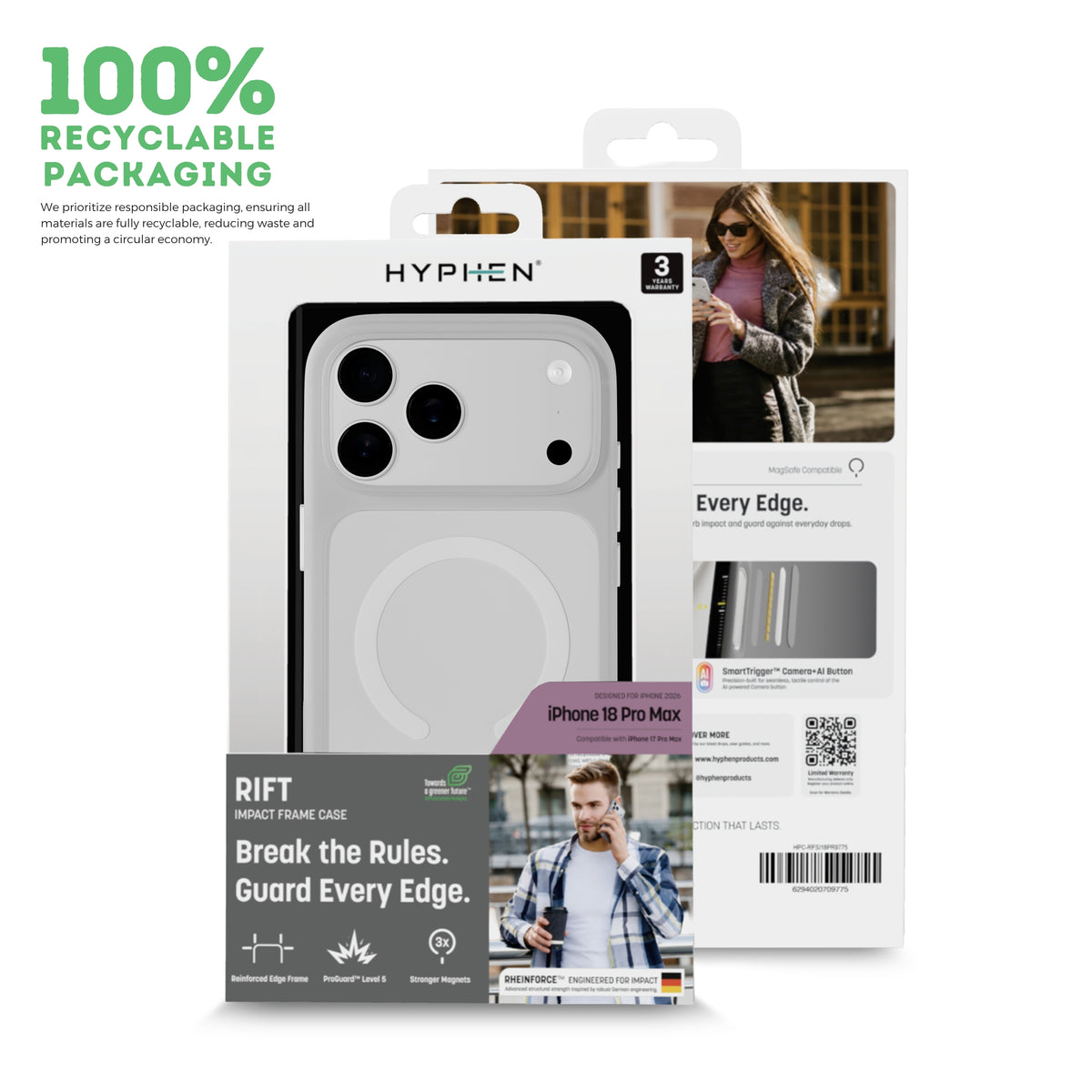 HYPHEN  RIFT Impact Frame MagSafe Case - Silver -  iPhone 18 Pro Max - 6.9"