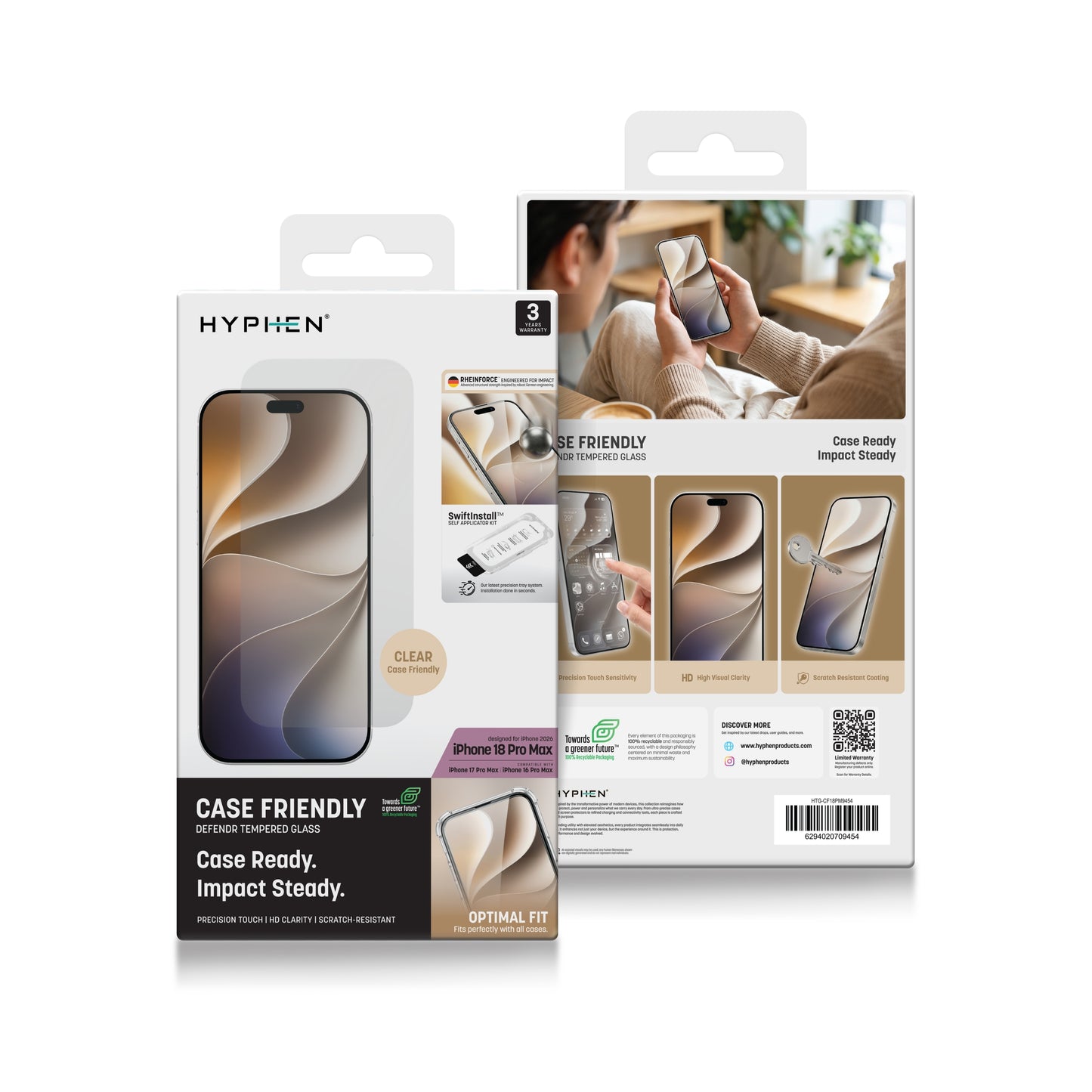 HYPHEN DEFENDR Case Friendly Tempered Glass with Applicator - iPhone 18 Pro Max - 6.9