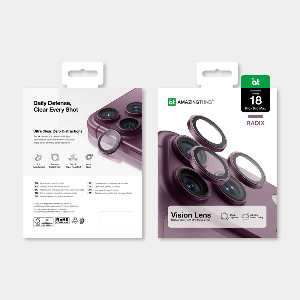 iPhone 18 Pro 6.3" / 18 Pro Max 6.9" Ar 3 Lens Glass Purple