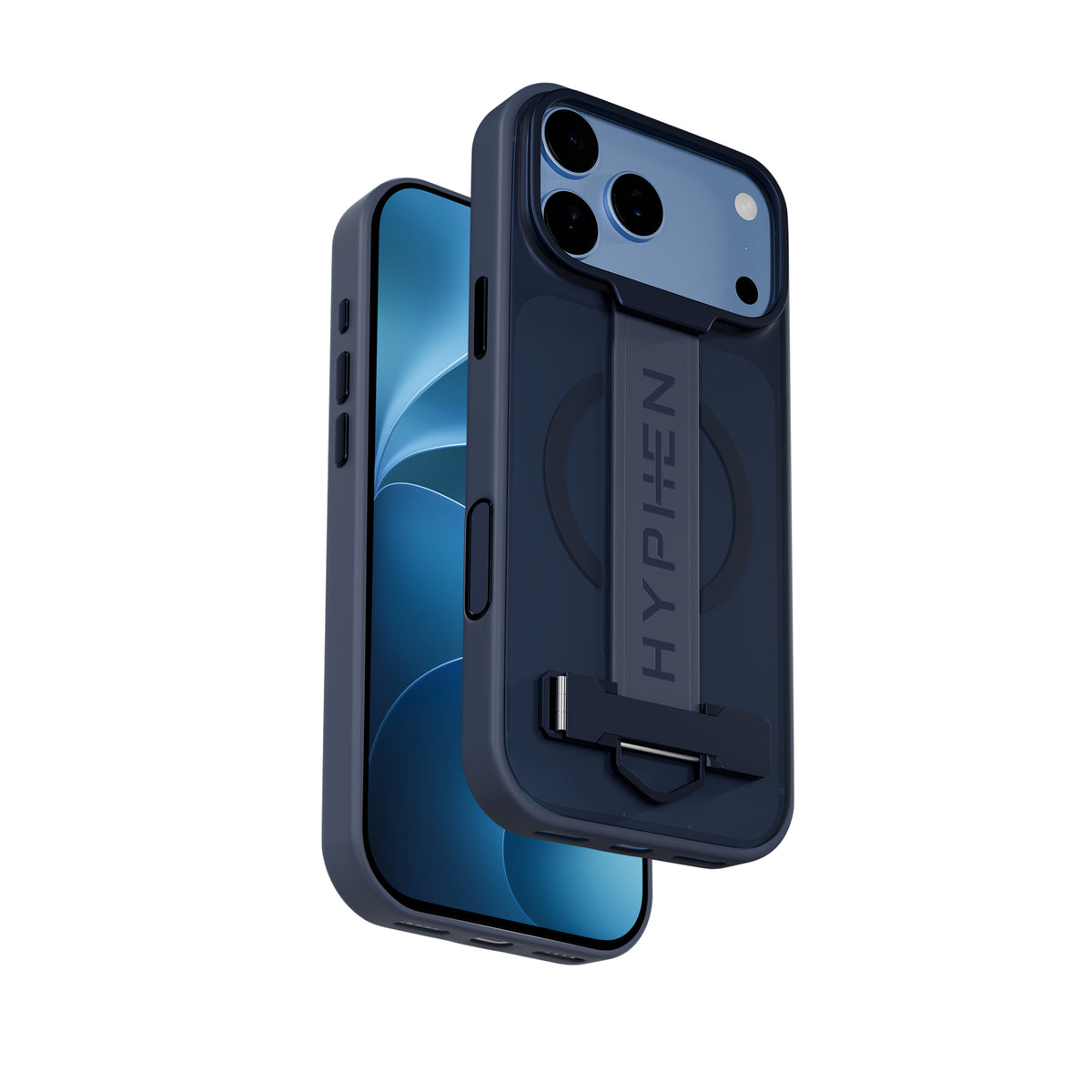 HYPHEN FLEXFIT Grip & Stand Magsafe Case - Dark Blue - iPhone 18 Pro - 6.3"