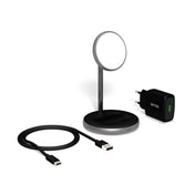 iSTYLE 2-in-1 Wireless Magnetic Charger (MagSafe compatible) + 18W QC Adapter, Space gray