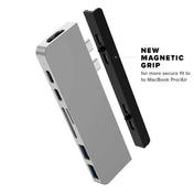 محور USB-C 7 في 2 HYPER DRIVE مع قبضة مغناطيسية لماك بوك برو / إير - رمادي