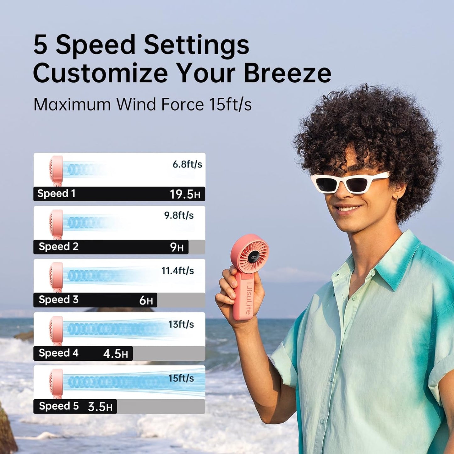 Handheld Fan Life7 5000mAh Pink