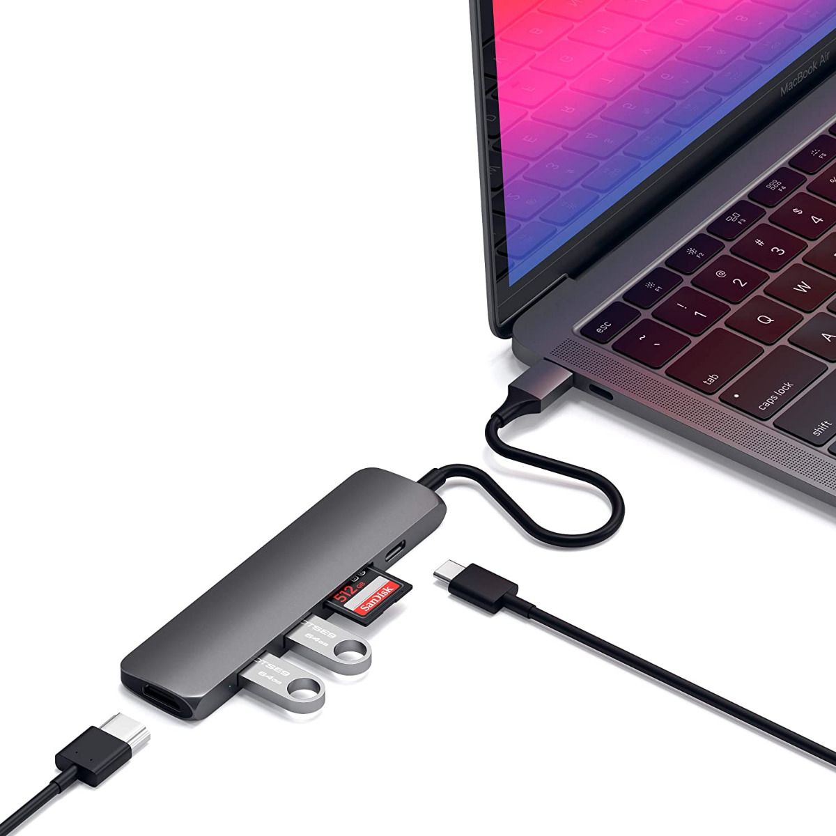 Satechi - Hub - Type-C Mobile Pro Hub for iPad and Type-C Smartphones and Tablets - Space Gray