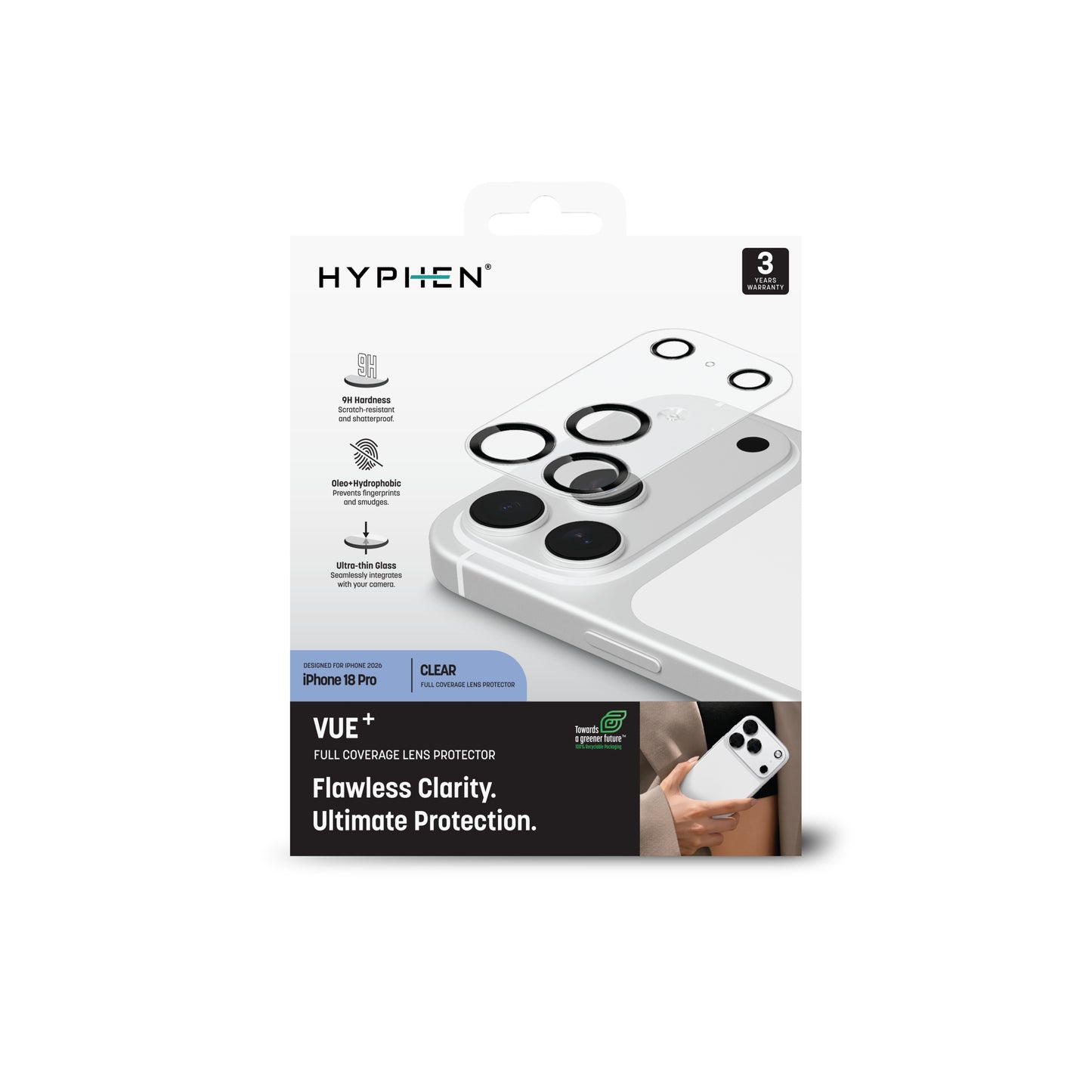 HYPHEN Plateau Camera lens protector, Clear, iPhone 18 Pro