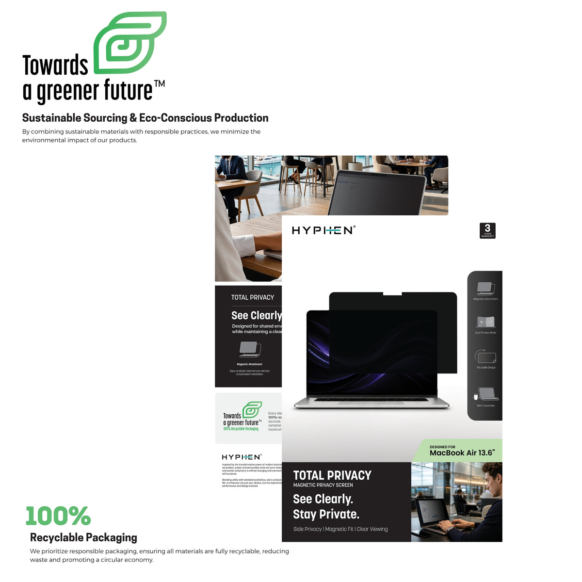Hyphen Total Privacy Magnetic Screen For MacBook Neo 13-Inch (A18 Pro)