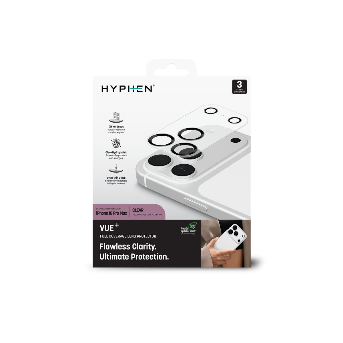 HYPHEN Plateau Camera lens protector, Clear, iPhone 18 Pro Max
