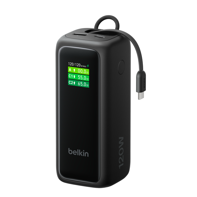 Belkin  Powerbank  22K  120W Pd  W/ Retractable Cable  Black