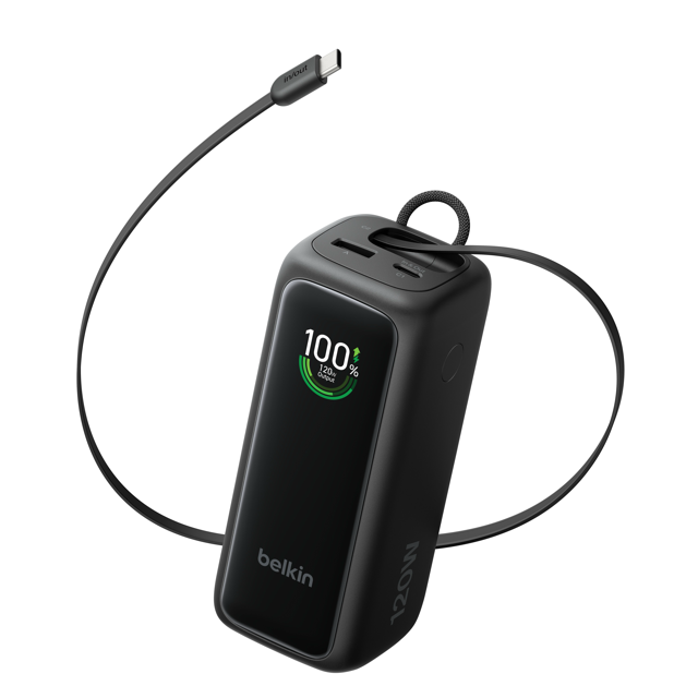 Belkin  Powerbank  22K  120W Pd  W/ Retractable Cable  Black