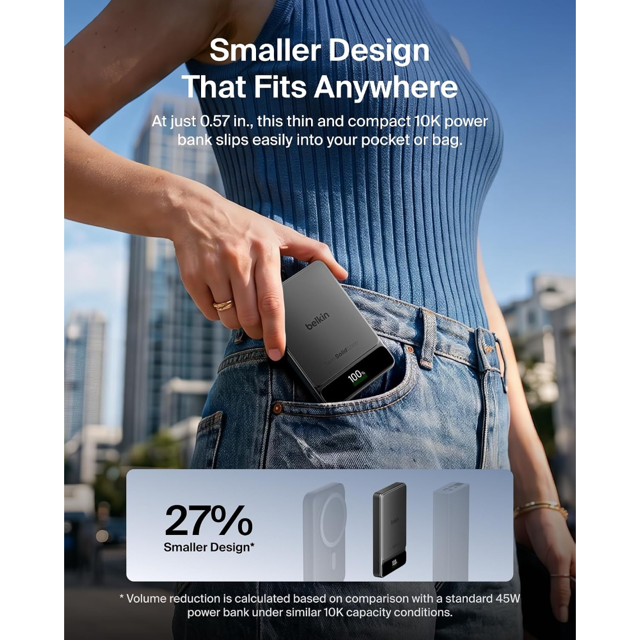 Belkin  Powerbank  10K  60W  Semi Solid State  Slim With Display  Black Metallic