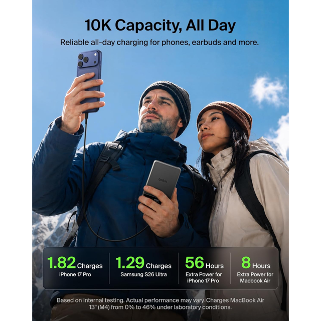 Belkin  Powerbank  10K  60W  Semi Solid State  Slim With Display  Black Metallic