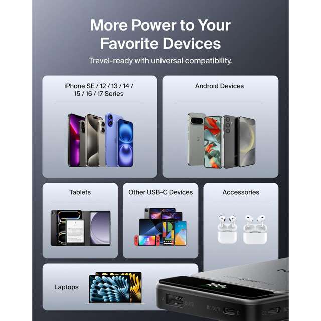 Belkin  Powerbank  10K  60W  Semi Solid State  Slim With Display  Black Metallic