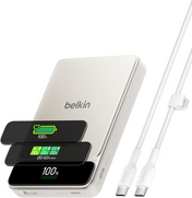 Belkin  Powerbank  10K  60W  Semi Solid State  Slim With Display  Sand Metallic