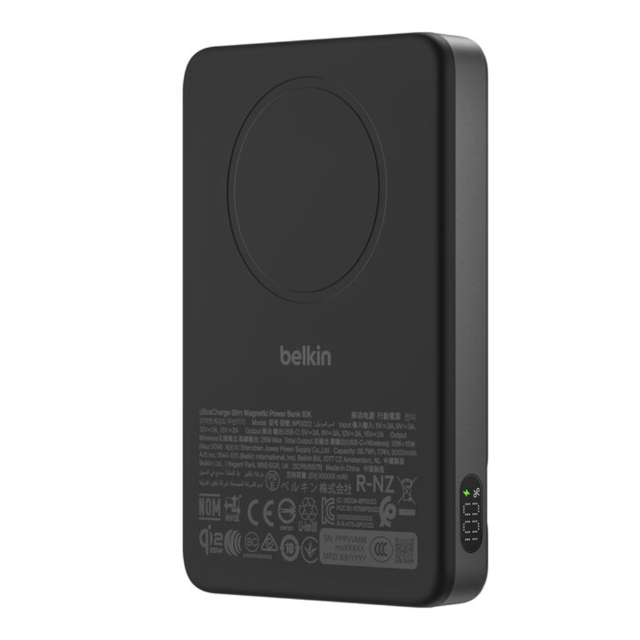 Belkin  Powerbank  10K  25W  Semi Solid State  Slim Magnetic W/ Display  30W Usb C Port  Black