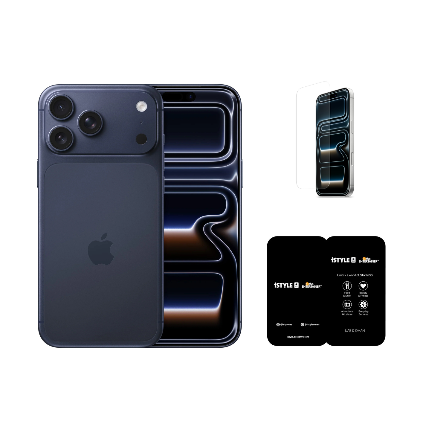 iPhone 17 Pro Max 256GB Deep Blue + Glass Screen Protector + iSTYLE Entertainer