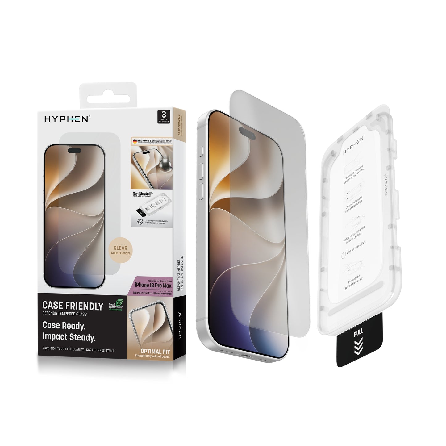 HYPHEN DEFENDR Case Friendly Tempered Glass with Applicator - iPhone 18 Pro Max - 6.9