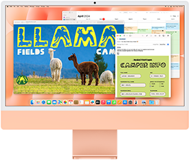 iMac برتقالي يواجه الأمام