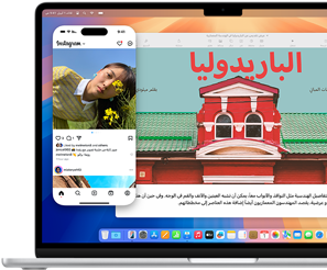 تطبيق محاكاة iPhone مع عرض شاشة iPhone على شاشة MacBook&nbsp;Air‏