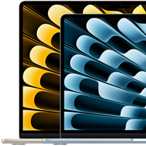 صورة لجهازي لابتوب MacBook&nbsp;Air‏ تعرض مقاس شاشة كل واحد منهما: 13.6&nbsp;إنش و15.3&nbsp;إنش قطرياً