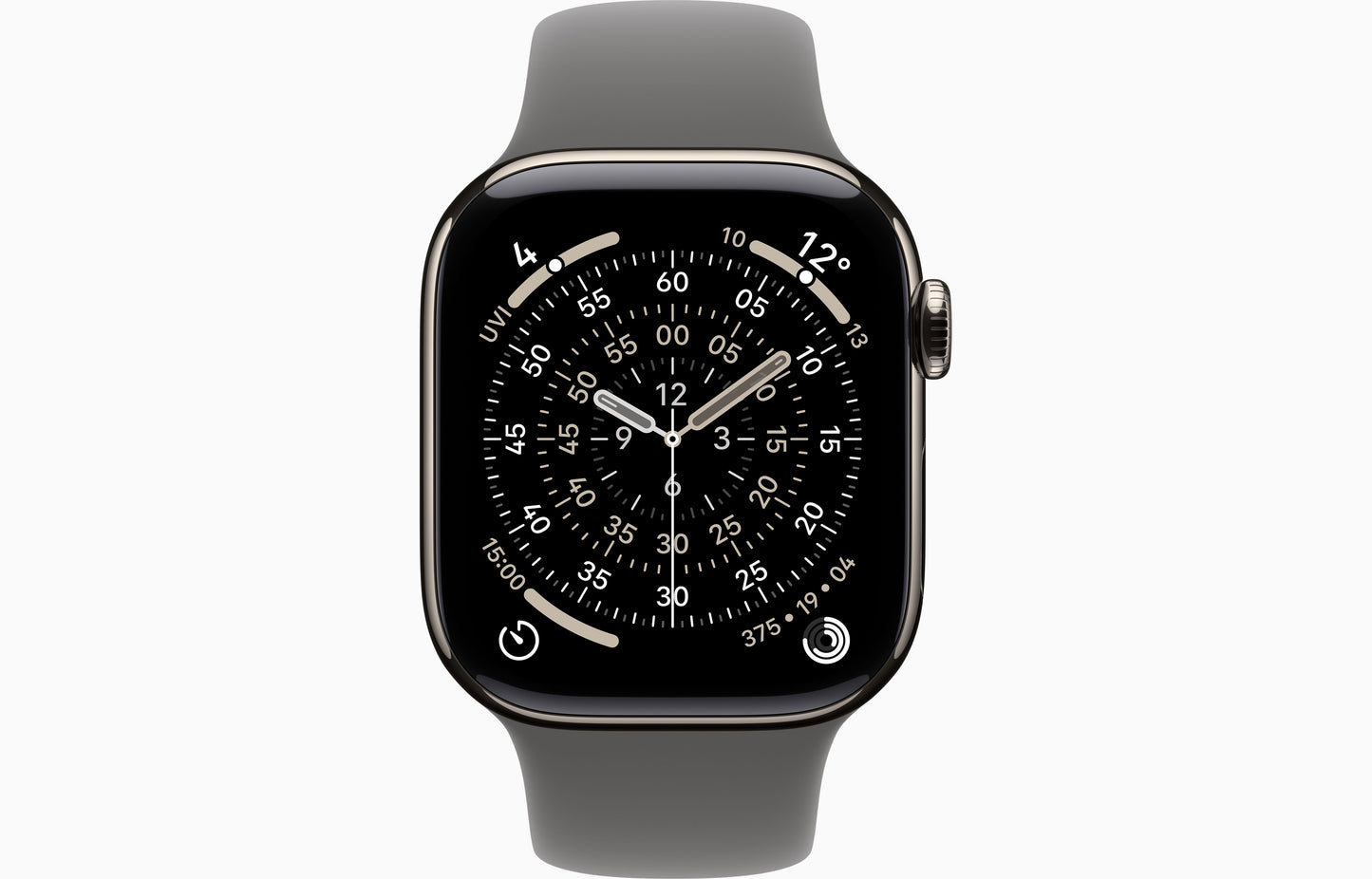 Apple Watch Series 11 GPS + Cellular 42mm Natural Titanium Case with Stone Grey Sport Band - S/M