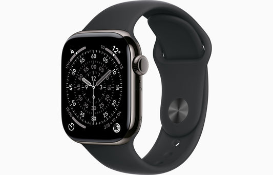 Apple Watch Series 11 GPS + Cellular 42mm Slate Titanium Case with Black Sport Band - M/L