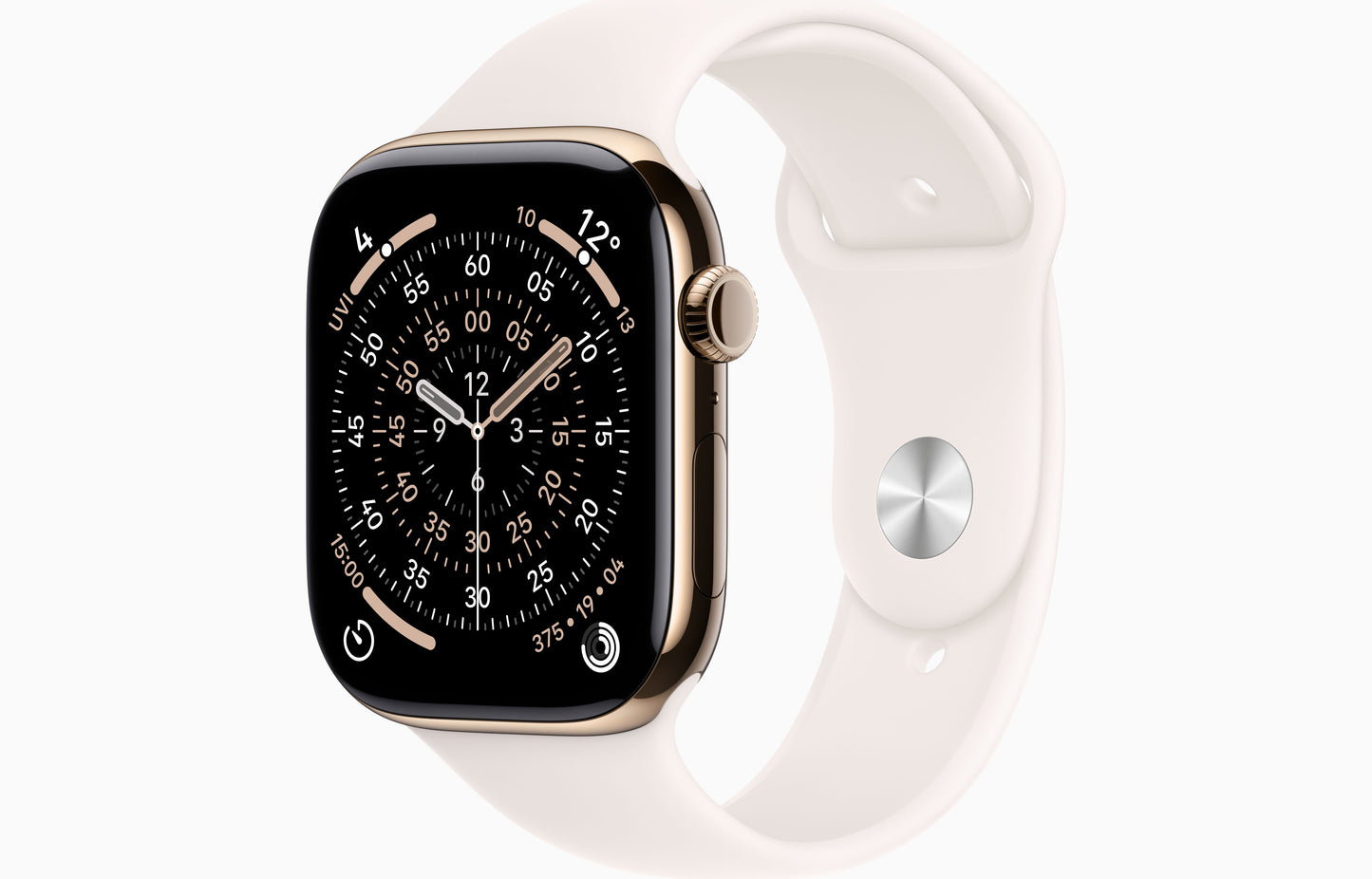 Apple Watch Series 11 GPS + Cellular 46mm Gold Titanium Case with Light Blush Sport Band - M/L