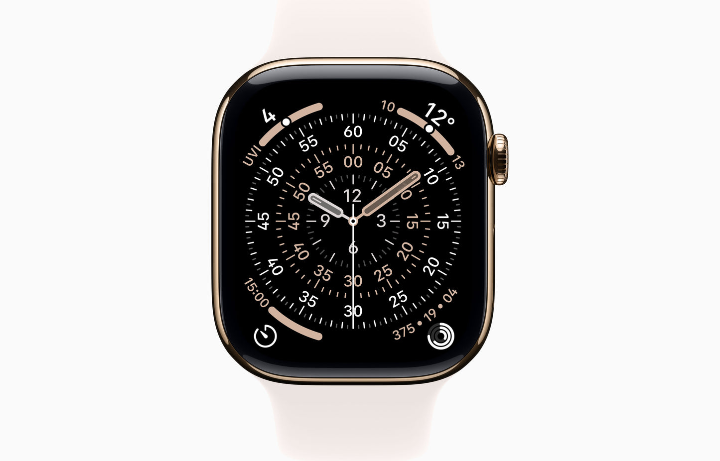 Apple Watch Series 11 GPS + Cellular 46mm Gold Titanium Case with Light Blush Sport Band - S/M