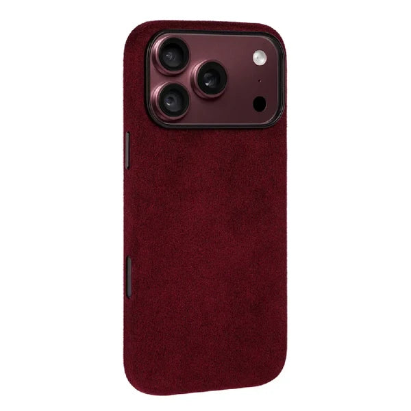 A-Case Kadife Alcantara Leather Magsafe Case For iPhone 18 Pro Max Burgundy