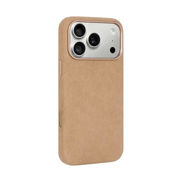 A-Case Kadife Alcantara Leather Magsafe Case For iPhone 18 Pro Max Beige
