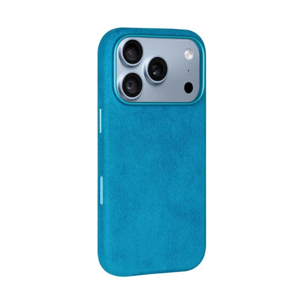 A-Case Kadife Alcantara Leather Magsafe Case For iPhone 18 Pro Max Light Blue