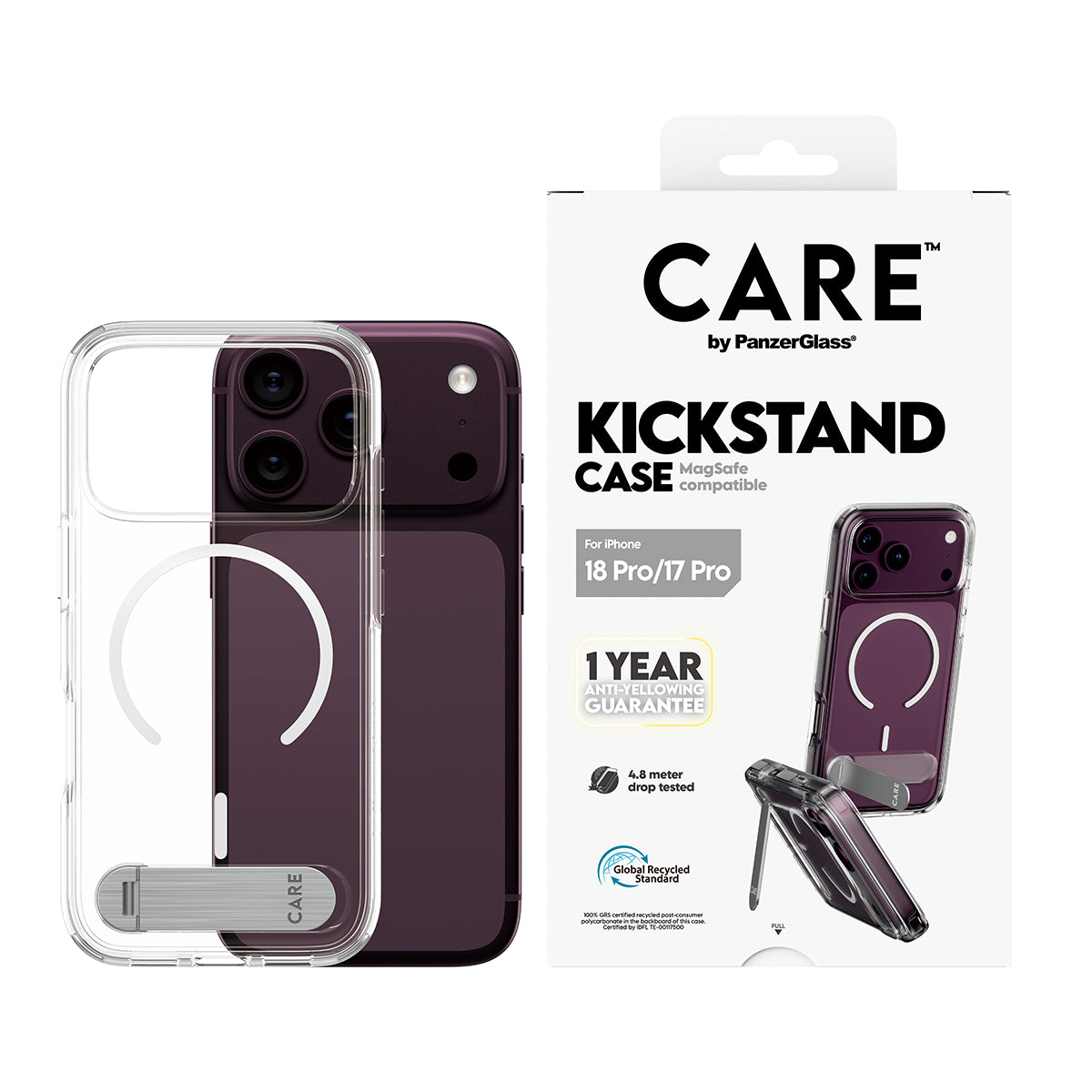 Panzerglass Care iPhone 18 Pro Feature Case W/Kickstand W/Magsafe Transparent