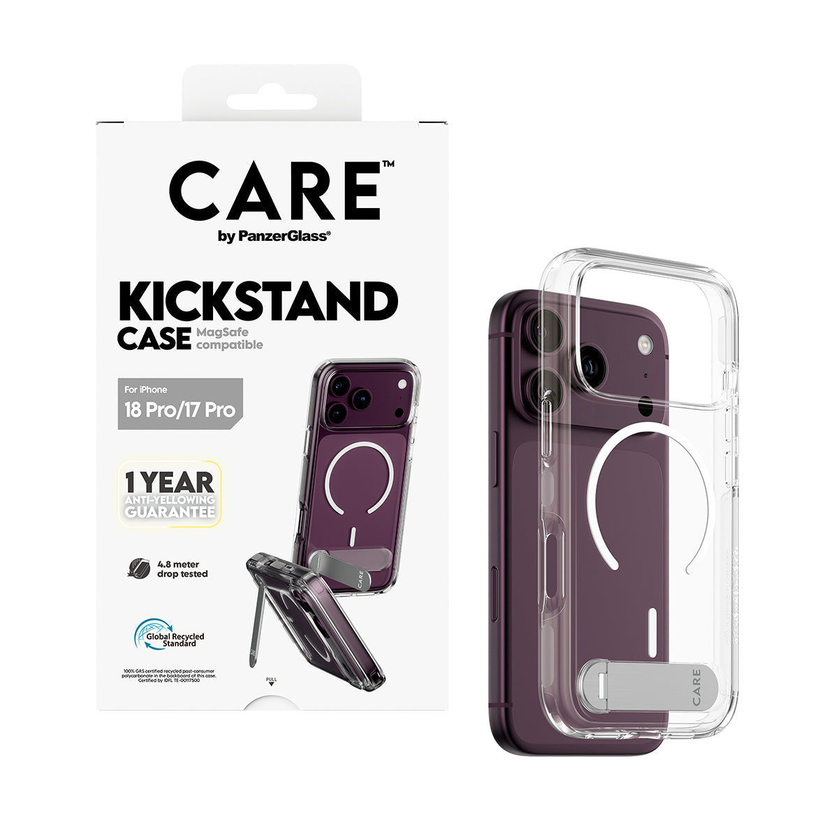 Panzerglass Care iPhone 18 Pro Feature Case W/Kickstand W/Magsafe Transparent