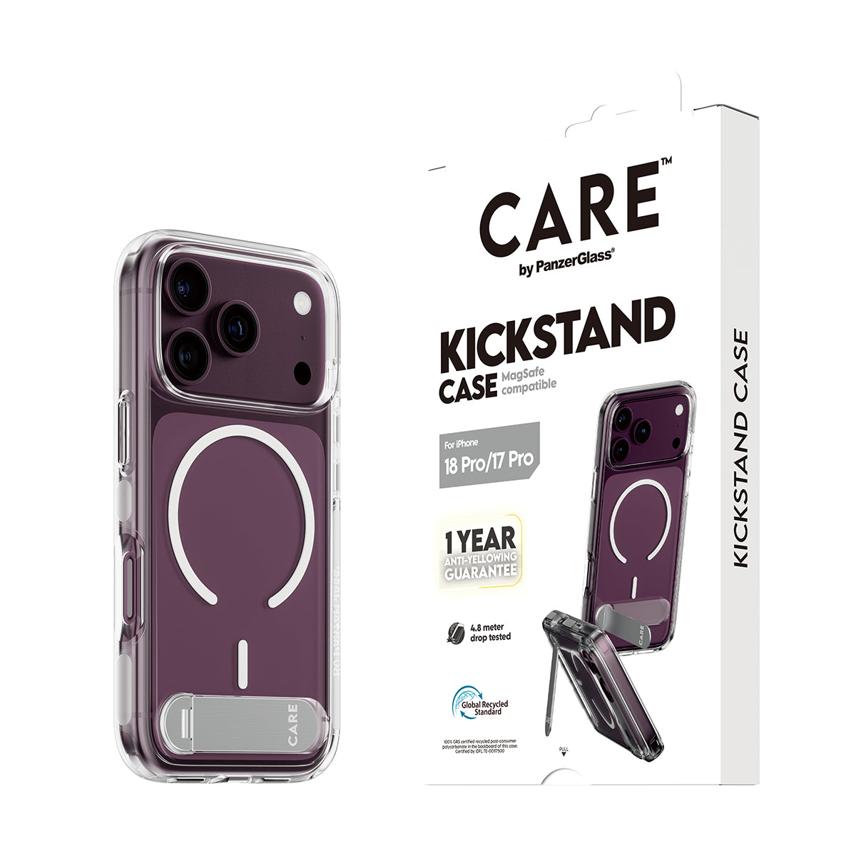 Panzerglass Care iPhone 18 Pro Feature Case W/Kickstand W/Magsafe Transparent