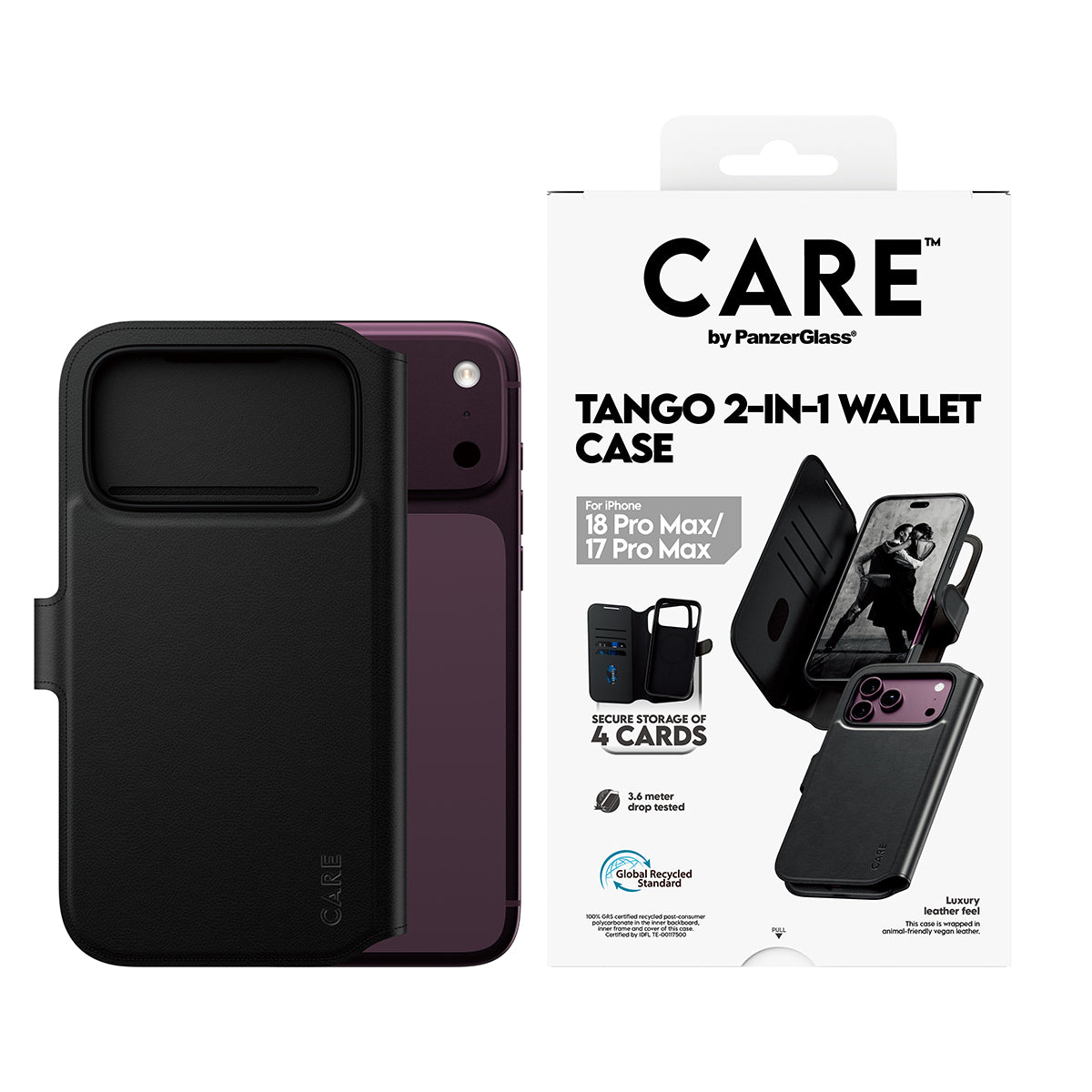 Panzerglass  Care iPhone 18 Pro Max  Tango Wallet Case  Leather Feel  W/ Magsafe  Black
