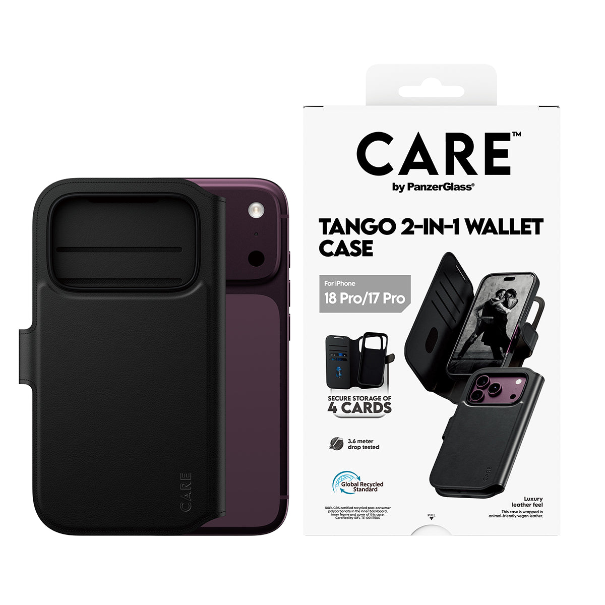 Panzerglass Care iPhone 18 Pro Tango Wallet Case W/ Magsafe Black