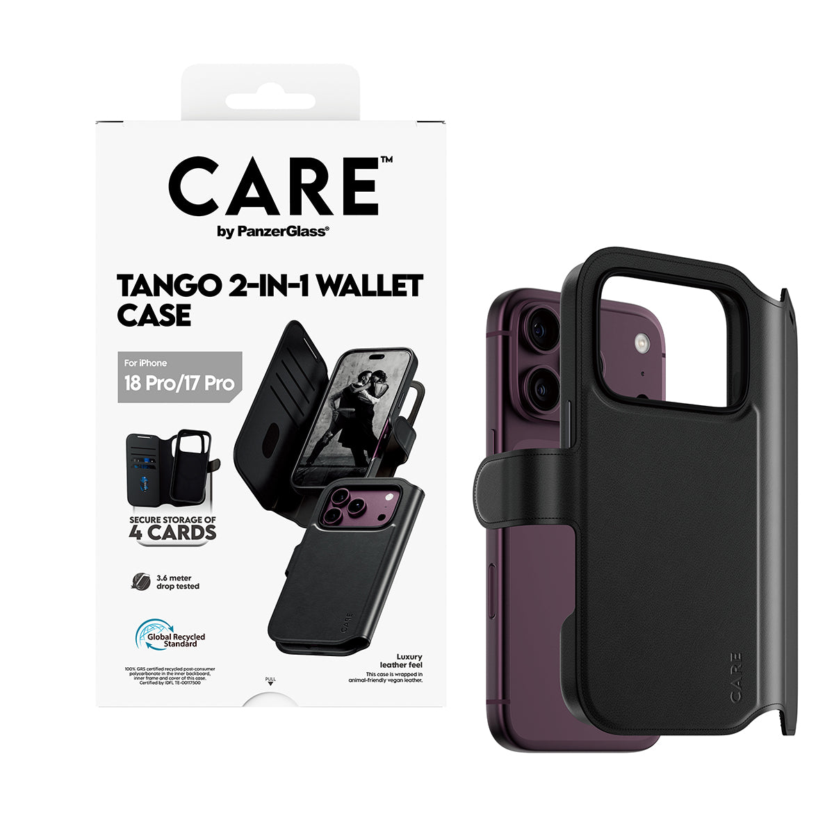 Panzerglass Care iPhone 18 Pro Tango Wallet Case W/ Magsafe Black