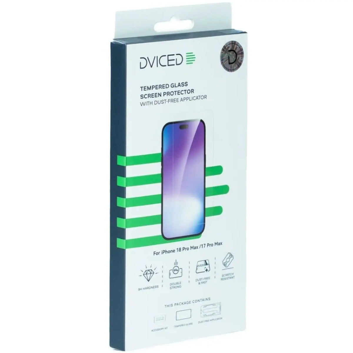 Dviced Tempered glass screen protector for iPhone 18 Pro Max with dust-free applicator