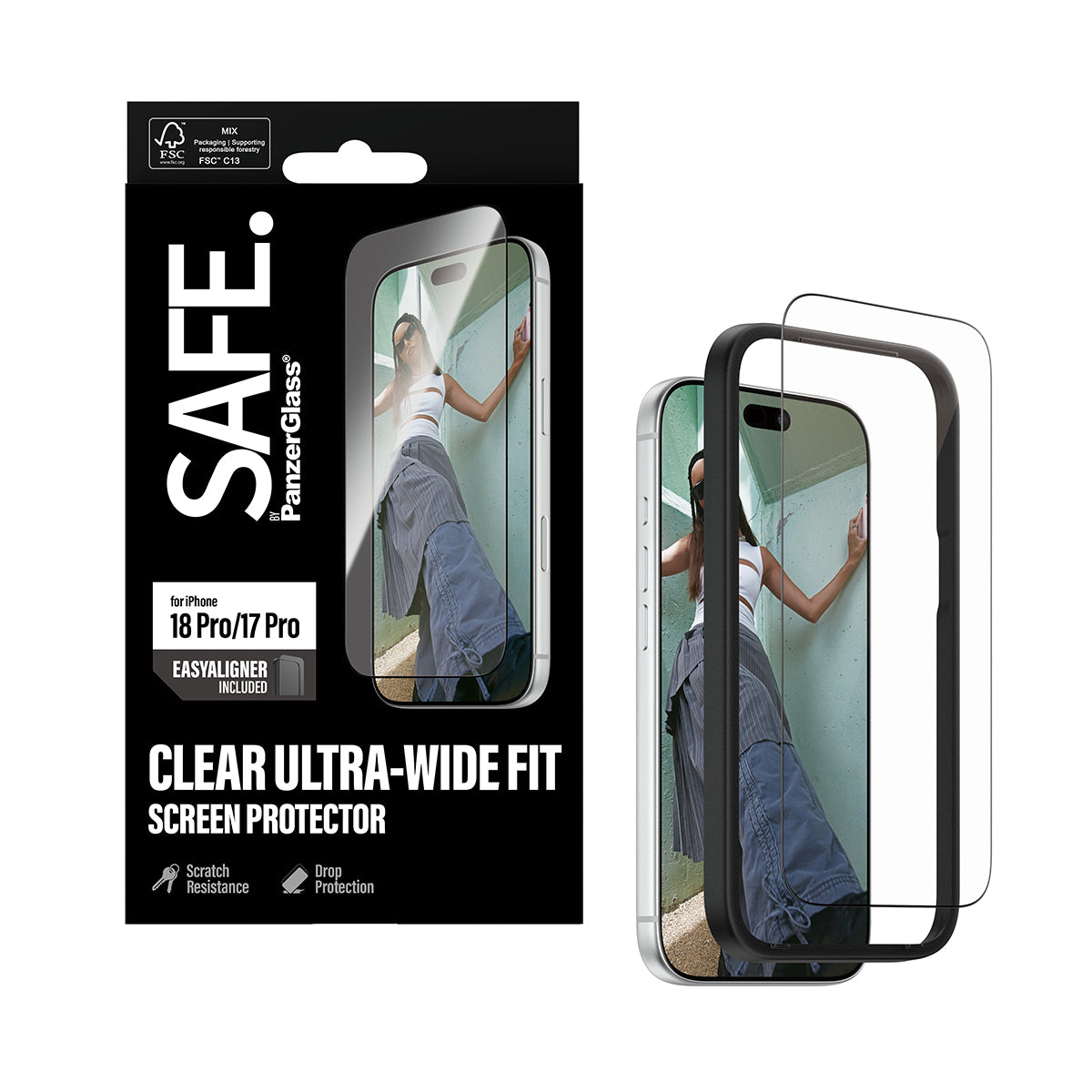 Safe iPhone 18 Pro Screen Protectors Uwf W/ Easyaligners Clear