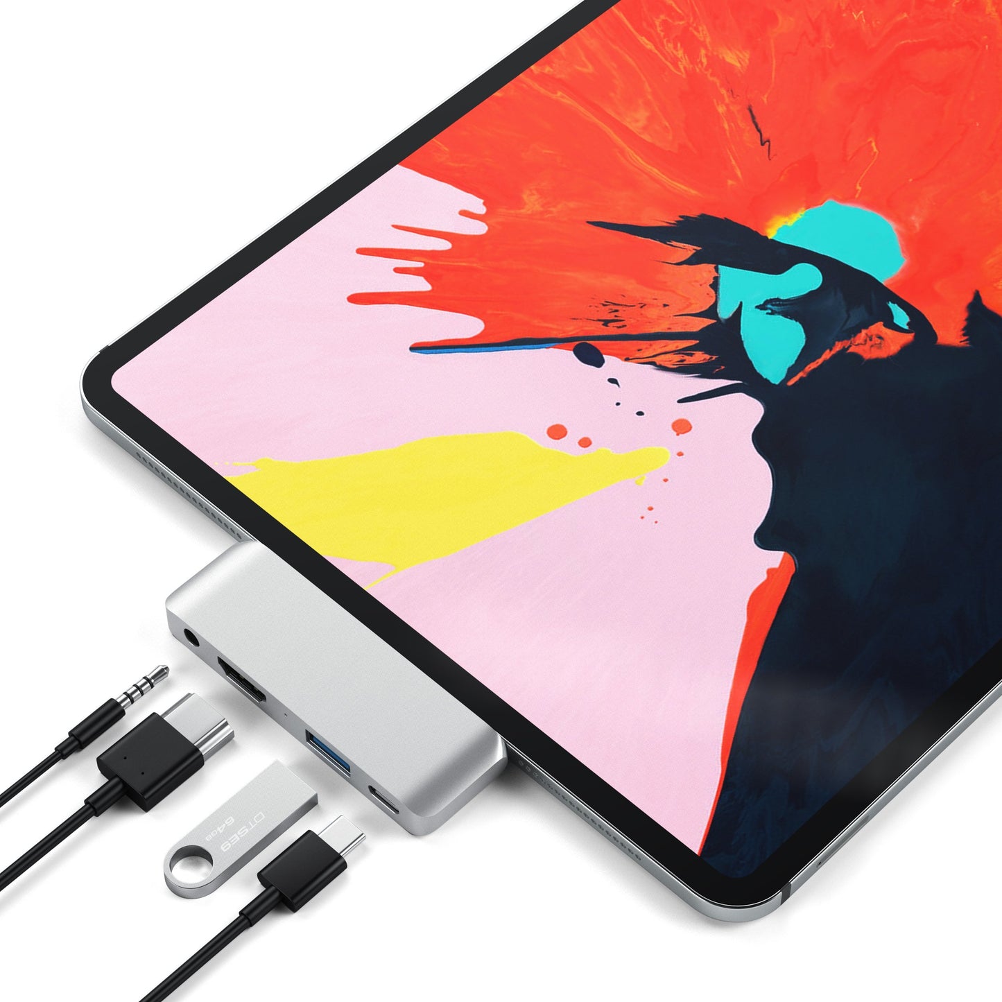 Satechi - Hub - TYPE-C Mobile Pro Hub - For iPad & Type C Smartphones / Tablets - Silver