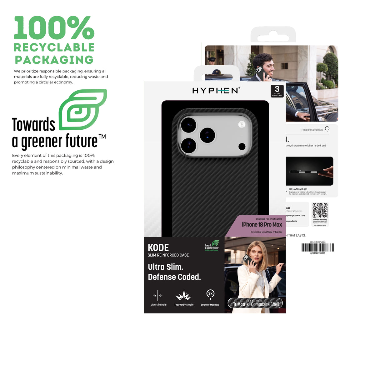 HYPHEN KODE Slim Kevlar MagSafe Case - Black - iPhone 18 Pro Max - 6.9"