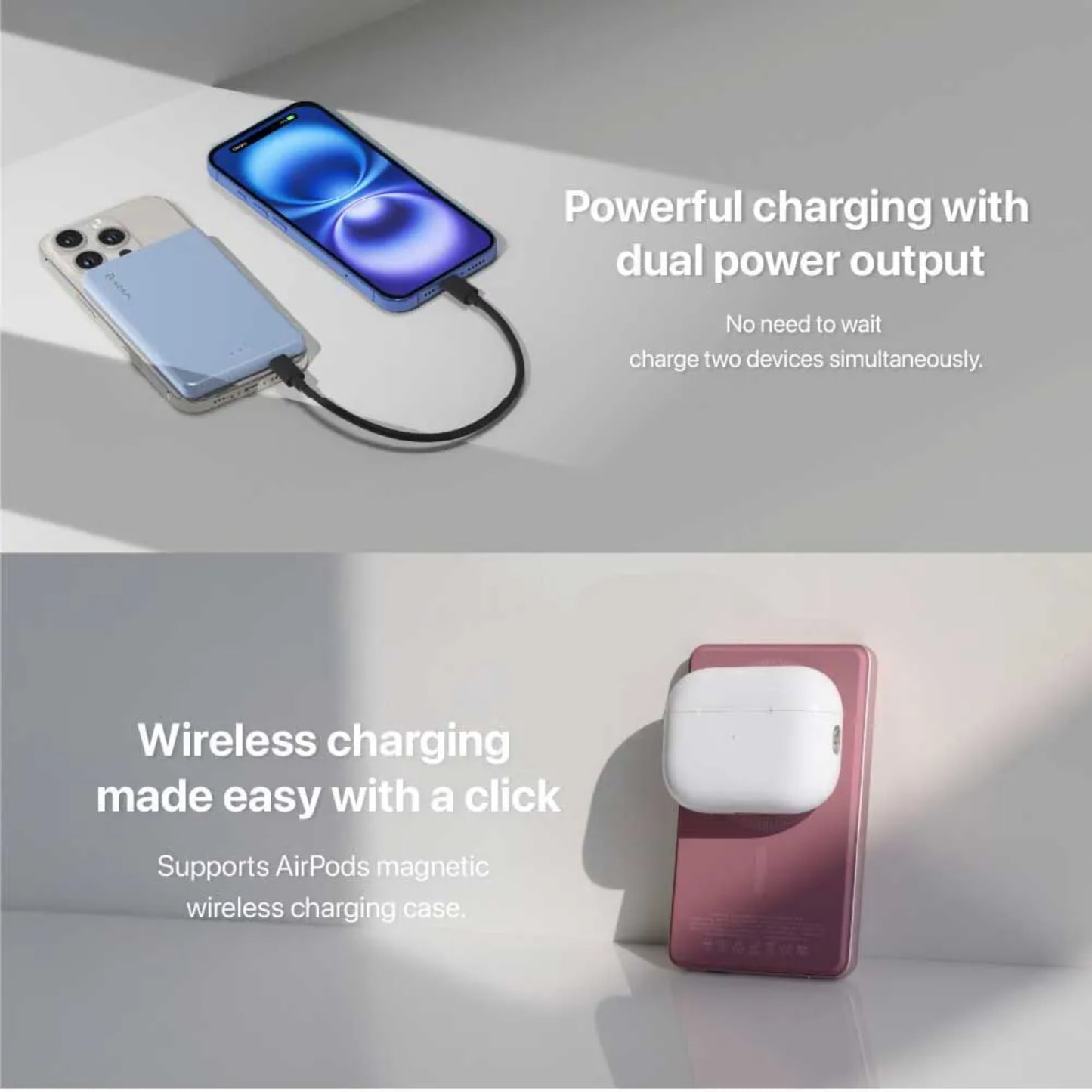 Adam elements VIONTA L5 Ultra Slim Magnetic Wireless Charging Power Bank Pink - 5000mAh