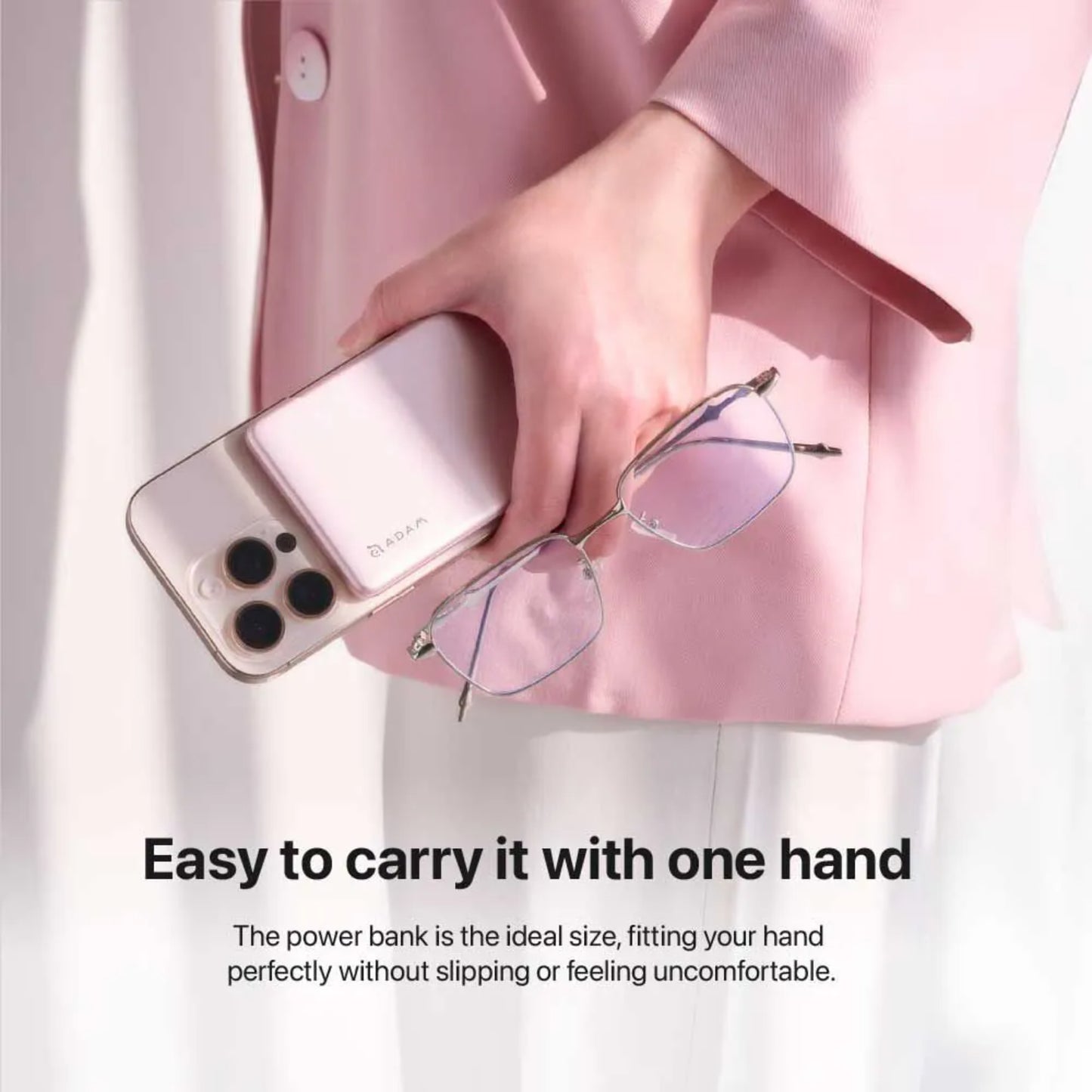 Adam elements VIONTA L5 Ultra Slim Magnetic Wireless Charging Power Bank Pink - 5000mAh