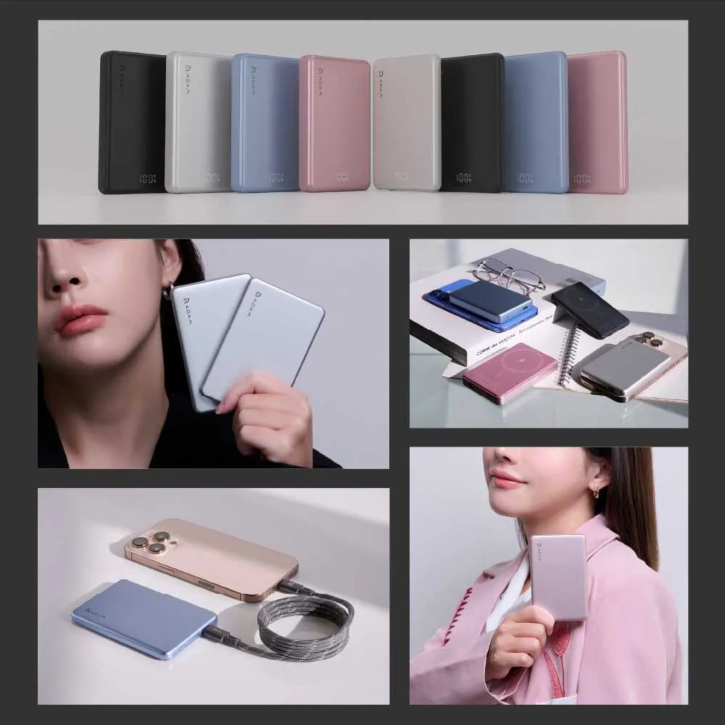 Adam elements VIONTA L5 Ultra Slim Magnetic Wireless Charging Power Bank Pink - 5000mAh