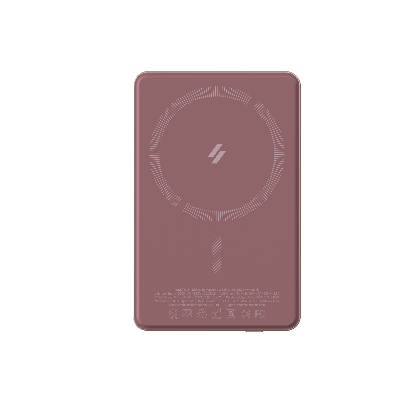 Adam elements VIONTA L5 Ultra Slim Magnetic Wireless Charging Power Bank Pink - 5000mAh