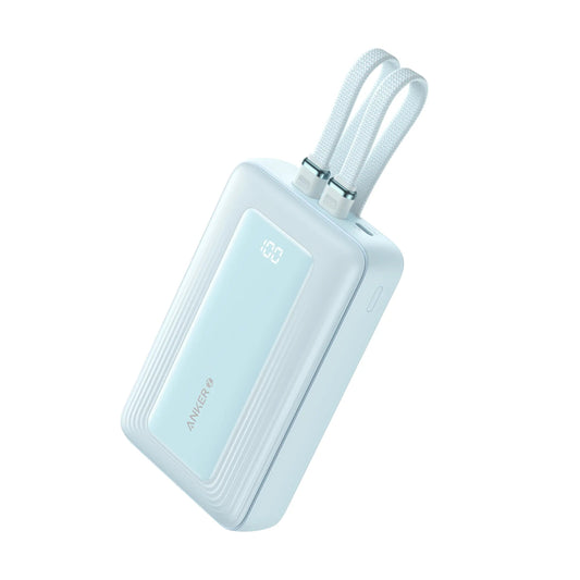 Anker Power Bank (20K,30W, Built-In USB-C+Lightning Cable) Blue