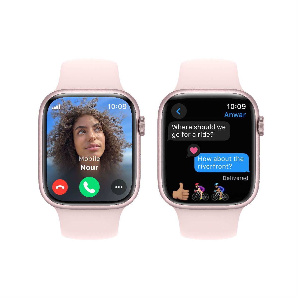 Apple Watch Series 9 GPS + Cellular 41mm Pink Aluminium Case with Light Pink Sport Band - S/M