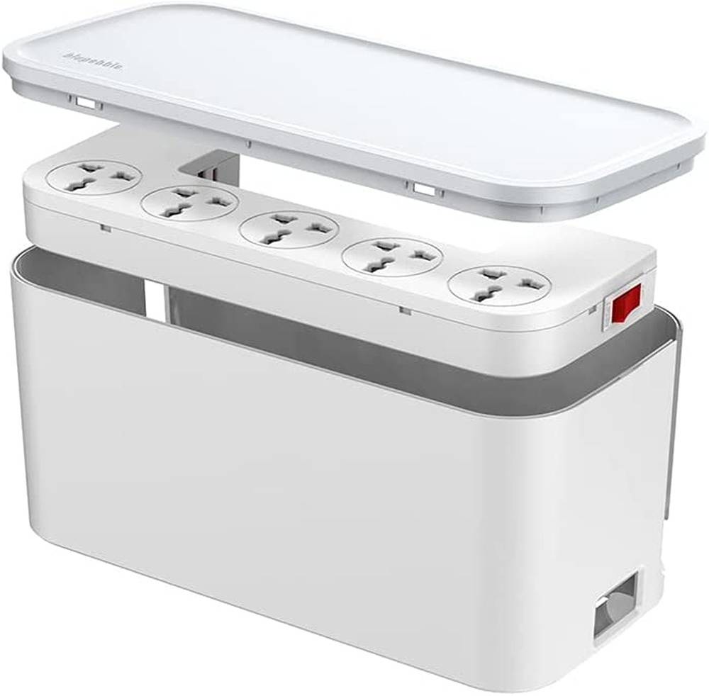 BP-CMBOX5P-WH|Blupebble Power Box Cable Management 5 Universal Socket with 2 USB Port QC3.0 + PD White