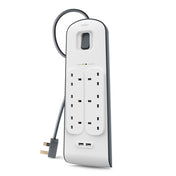Belkin 6 Way Surge Protection Strip - 2M With 2 X 2.4Amp USB Charging